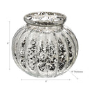 Mercury Sphere Ribbed Tealight Holder Silver - Set of 2