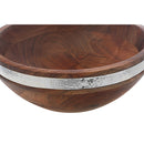 Natural Acacia Wood With Hammered Nickel Salad Bowl