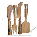 Natural Acacia Wood With Hammered Nickel 4 Pc Cheese Cutlery Set
