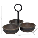 Gray Acacia Wood With Riveted Gunmetal 3 Section Server