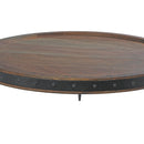 Gray Acacia Wood With Riveted Gunmetal Cake Stand