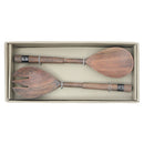 Gray Acacia Wood With Riveted Gunmetal 2 Pc Salad Server Set