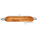 Natural Acacia Wood Oval Serving Board With Gunmetal Handles