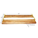 Acacia Wood & Marble Rect. Serving Tray W Gold Handles