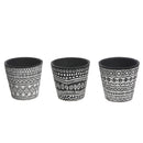 Ceramic Round Embossed Planters (Gray Geo) (6/Disp) - Set of 6