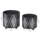 Ceramic Round Planters Black Diamond Set Of 2