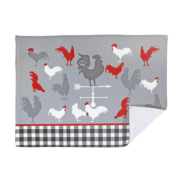 Microfibre Drying Mat (Farmhouse Rooster) - Set of 2