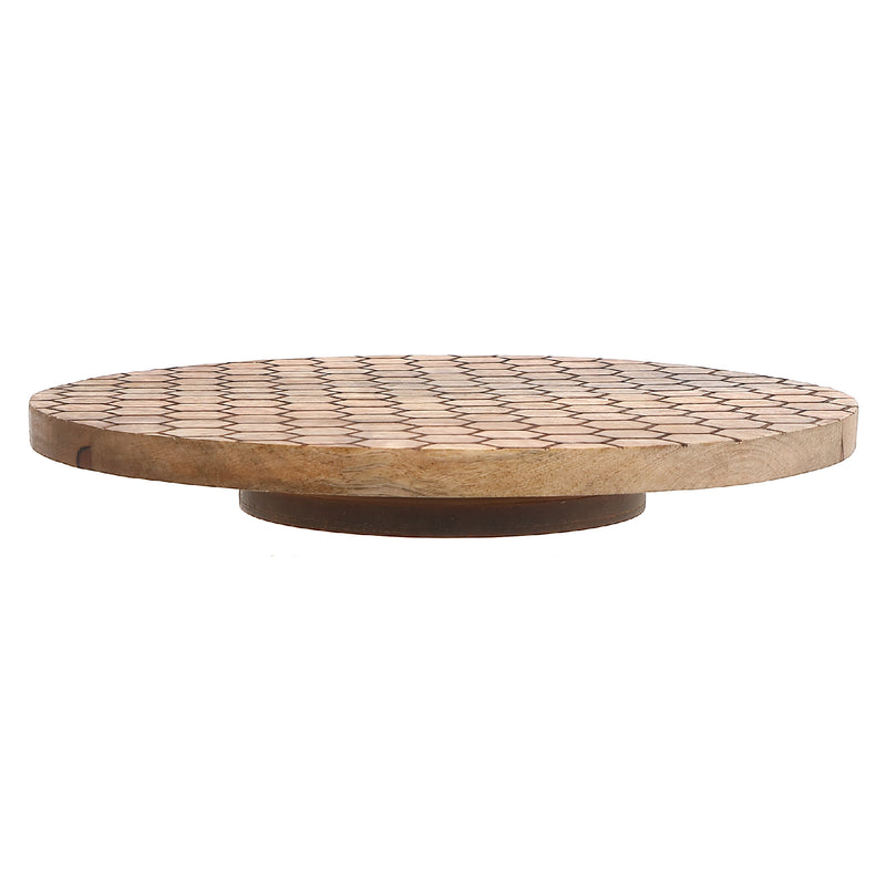 Mango Wood Honeycomb Lazy Susan