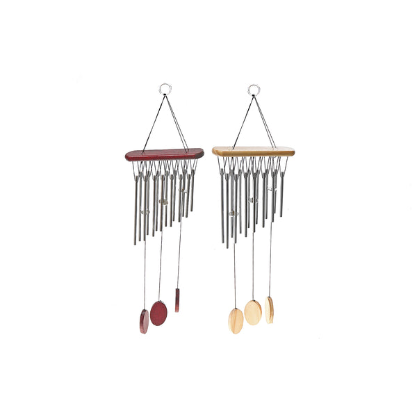 24" Oval Windchime With Wood Pendants Asstd - Set of 2