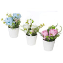 Artificial Peony In White Pot Asstd - Set of 3