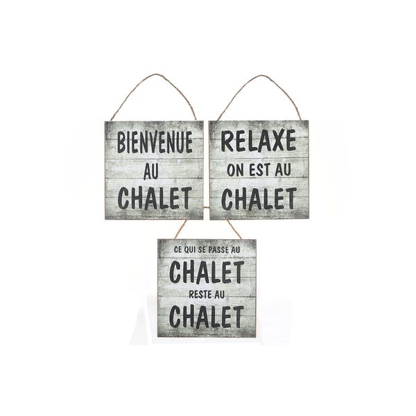 Mdf Wall Signs Bienvenue Au Chalet 8 X 8 Asstd - Set of 3