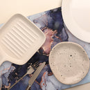 Plastic Placemat Marbling Black And Gold - Set of 12