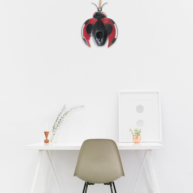 Metal Ladybug Birdhouse