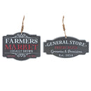 Embossed Metal Ornament Farmers Market/General Store Asstd - Set of 2
