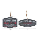 Embossed Metal Ornament Farmers Market/General Store Asstd - Set of 2