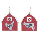 Barn Ornament With Galvanized Animal Cow/Rooster Asstd - Set of 2