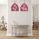 Barn Ornament With Galvanized Animal Cow/Rooster Asstd - Set of 2