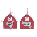 Barn Ornament With Galvanized Animal Cow/Rooster Asstd - Set of 2