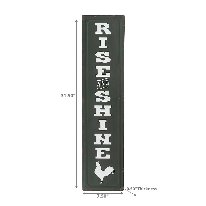 Vertical Embossed Metal Sign Rise And Shine