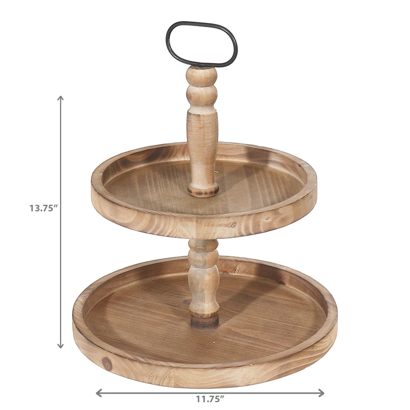 2 Tier Wooden Round Stand