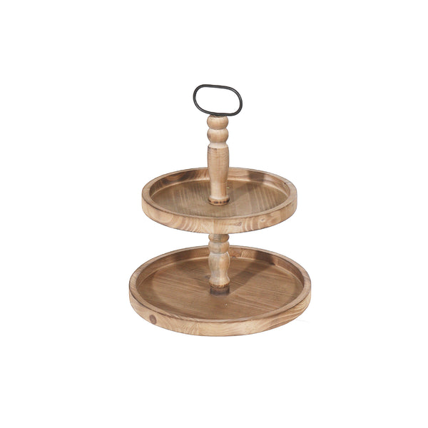 2 Tier Wooden Round Stand