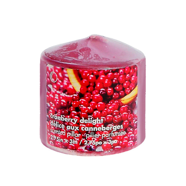 2.75" X 3" Scented Pillar (Cranberry Delight) - Set of 4