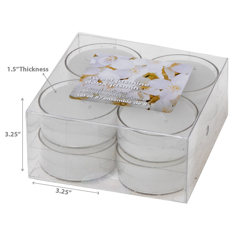 8 Pk Scented Tealights Sweet Jasmine - Set of 4