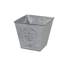 Embossed White Metal Planter (Square)