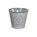 Embossed White Metal Planter (Round)
