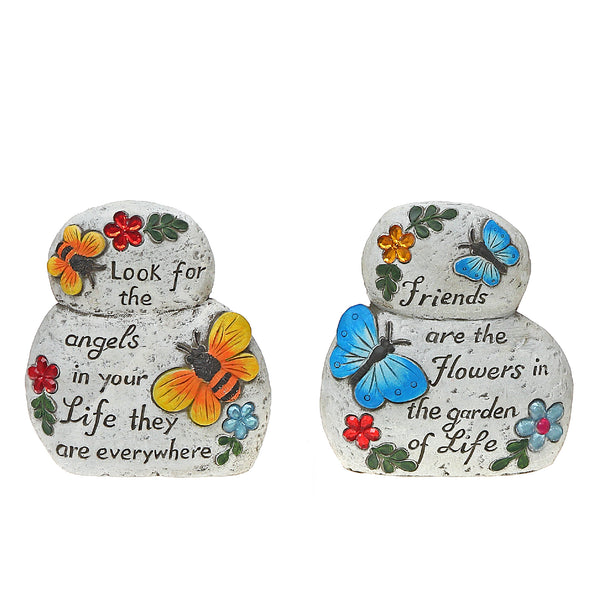 Garden Stacking Stones Inspirational Asstd - Set of 2