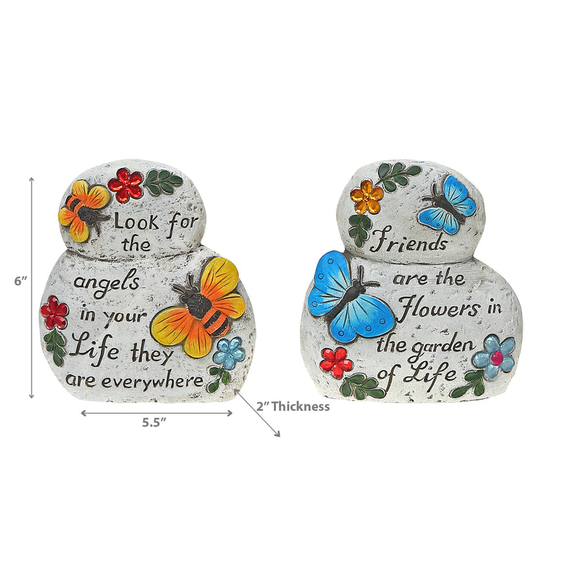 Garden Stacking Stones Inspirational Asstd - Set of 2