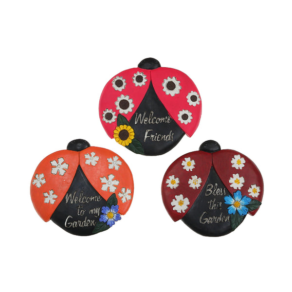 Round Garden Stepping Stones Lady Bug Asstd - Set of 3