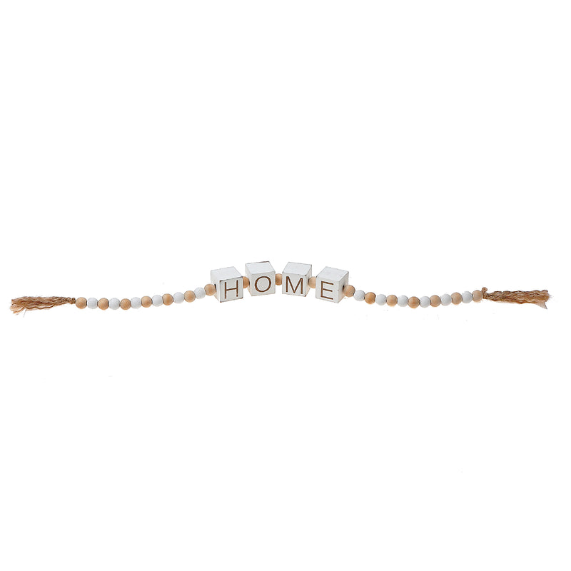 Beaded Garland With Block Sign Home - Set of 2