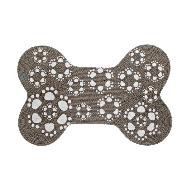 Braided Cotton Bone Shape Pet Mat (Gray Paws)