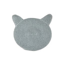 Braided Cotton Cat Shape Mat Light Gray