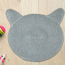 Braided Cotton Cat Shape Mat Light Gray
