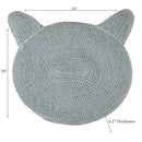 Braided Cotton Cat Shape Mat Light Gray