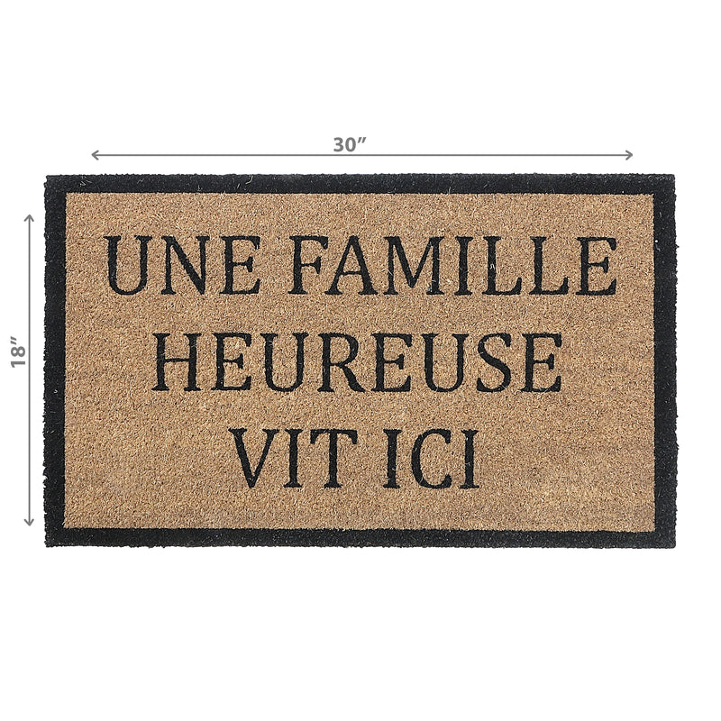 Coir Door Mat Une Famille Heureuse Vit Ici