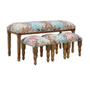 4 Piece Wood Bench And Stools Set (Crescent Twirl)