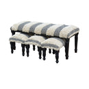 4 Piece Wood Bench And Stools Set (Tousled Geo)