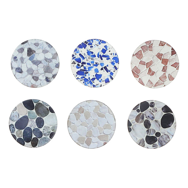 Ceramic Coaster Stones Asstd - Set of 6