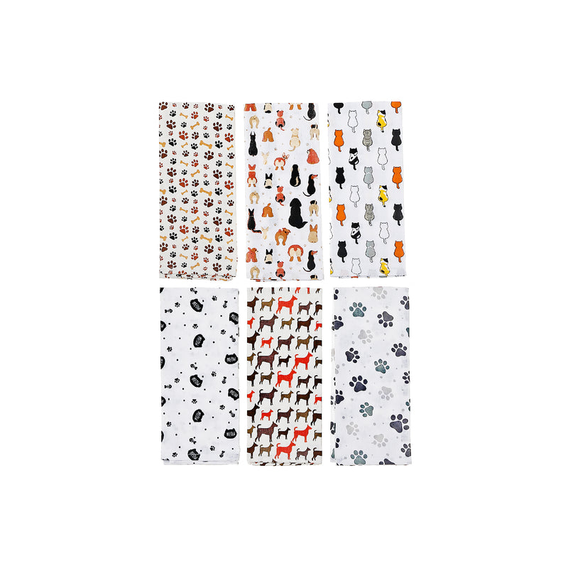 Printed Kitchen Towel Pet Lovers Asstd - Set of 6