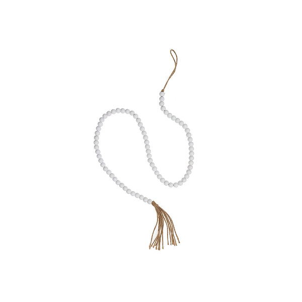 55" Bead Garland With Tassel White - Set of 2
