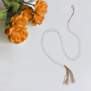 55" Bead Garland With Tassel White - Set of 2