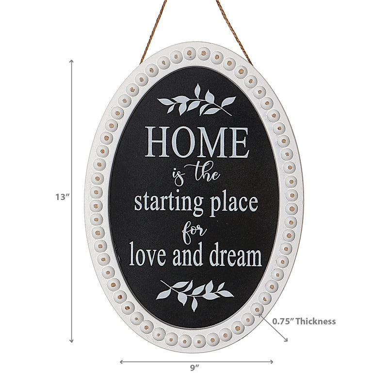 Wooden Beaded Oval Sign Home