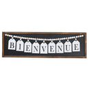 Framed Wood Hanging Beaded Bienvenue Sign