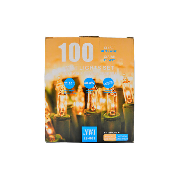 100 Lt Indoor/Outdoor Mini Light Set (Clear Bulbs) - Set of 2
