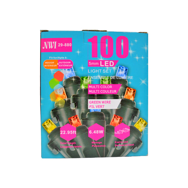 100 Lt 5Mm Led Indoor/Outdoor Light Set (Multi Bulbs) - Set of 2