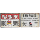 Embossed Metal Wall Sign (Bbq Rules/Bbq Zone) (Asstd) - Set of 2
