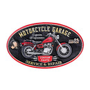 Embossed Oval Metal Sign Motorcycle Garage